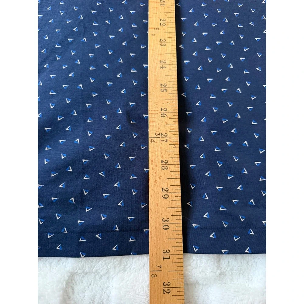 Polo Ralph Lauren Mens XXL Custom Slim Fit Navy Blue Geometric Polo Shirt - EUC